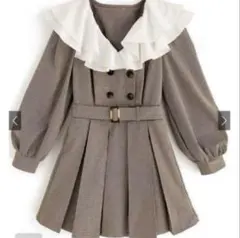 【GRL】ベルト付きチェック柄フリルカラープリーツミニワンピース[tu832]