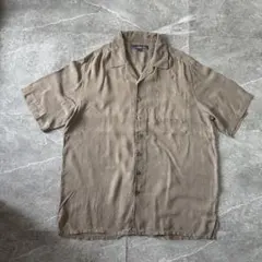 土日セール 90s バナナリパブリック リネン オープンカラーシャツ 短丈