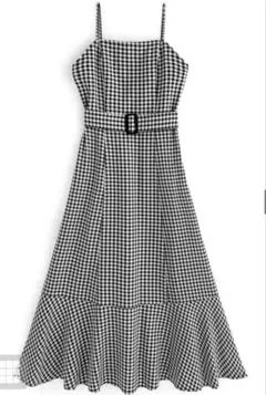 GRL ベルト付きギンガムチェック柄キャミワンピース　kz261