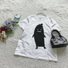グラニフ 半袖Tシャツ プリント S 個性派 綿100 キャラクター 普段着 白