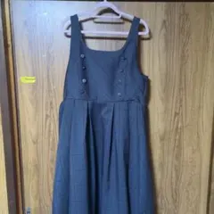 チェック柄サスペンダースカート ダークグレー　axes