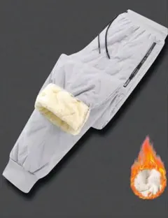 JP M サイズグレー キルティングパンツ フリースライニング