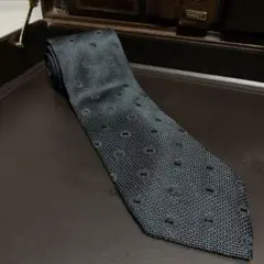 GUCCI ブラック シルクジャガードネクタイ コインドット柄 総柄 イタリア製