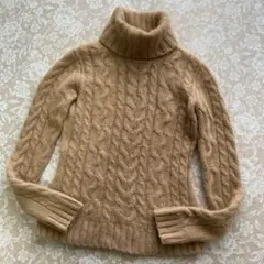 ブルックスブラザーズ　高級　キャメル100%　タートル　ケーブルニットMキャメル