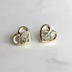 CCロゴピアス ハート ストーン ゴールド