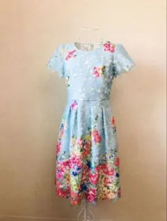 ☆美品✨エムズグレイシー ワンピース 花柄 バルーン 総柄 リボン