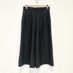 ジーナシス✨ツータックガウチョパンツ【Ｆ】ウエストゴム　黒　ワイド　クロップド