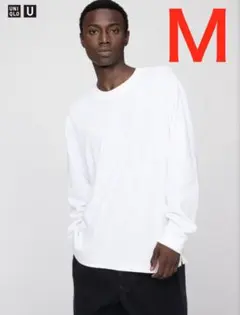【美品】 UNIQLO U エアリズムコットンクルーネックTシャツ　ホワイト　Ｍ