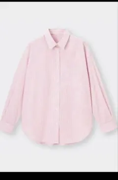 GUピンク ストライプ 長袖シャツ　XL