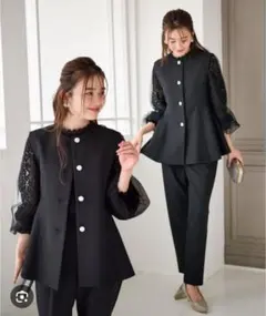 RANAN ブラック ペプラムジレ　セットアップ Mサイズ