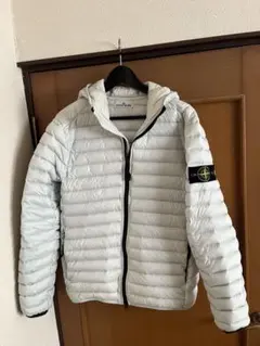 Stone Island フード付きダウンジャケット ホワイト　アイスグレー　S