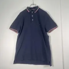 トミーヒルフィガー 半袖ポロシャツ ネイビー Lサイズ スリムフィット