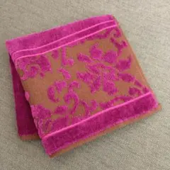 新品未使用 Francfranc ベルベット調ハンカチ パープル×ブラウン 花柄