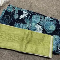 ◇ノー皺加工最高級クールパス◇モダン翡翠緑の花古典夏浴衣◇洗える