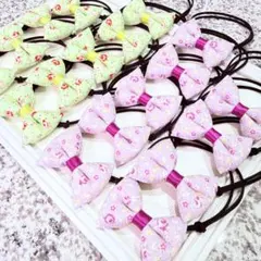 わんちゃん用　プチローズ2色チョーカーふわふわリボン18個セット