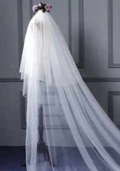 ホワイトウェディングベール ロングトレイン
