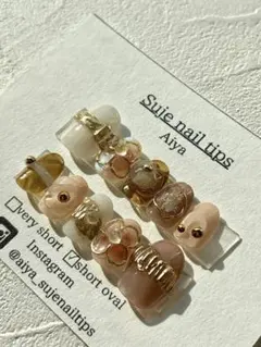 【35】現品※即購入歓迎♡最短即日発送‼︎Mサイズショートオーバルニュアンスネイル