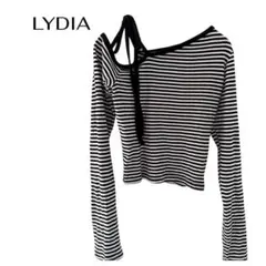 LYDIA 長袖ボーダーオフショルトップス　ギャル　キッズガール150のサムネイル