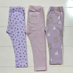 プティマイン ユニクロ リブ レギンス パンツ ズボン ボトムス 90cm 3枚