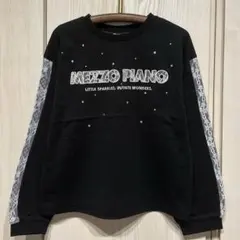 新品　メゾピアノ　袖ロゴレースライン　長袖Tシャツ　黒　130cm