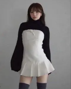 andmary Twiggy tweed mini dress white