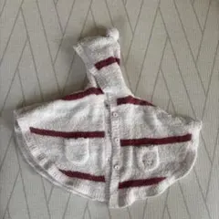 ジェラートピケ　ベビーポンチョ 80-90cm フード付き ボーダー　ピンク