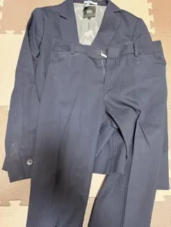 【美品】ViVi はるやま 洗えるパンツスーツセット ネイビーストライプ