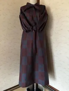 大島紬着物リメイクロングワンピース