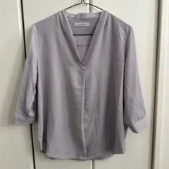 七分袖ブラウス　グレー