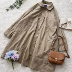 ケービーエフ ꕤ ステンカラーコート ボアライナー付き ロング ブラウン フリー