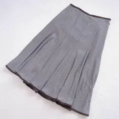 メイクレット◇千鳥格子 プリーツスカート ミディ丈 ハウンドトゥース Sのサムネイル