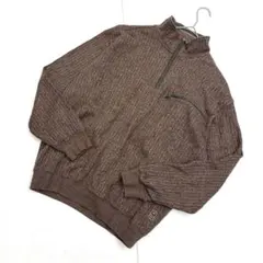 美品✨レノマU.P （XL）綿100% ハーフジップ プルオーバー 織り柄 茶