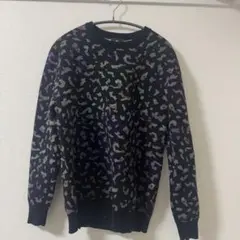 PS Paul Smith 総柄 ニット セーター S ブラックレオパード風