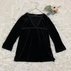 ベルブライド ベロア ベルベット調チュニック ブラック L 韓国製