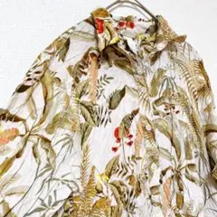 H&M ボタニカル柄 ロングシャツワンピース XXS トロピカル 総柄 完売品