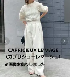 シャーリング　Tシャツ　パフスリーブ　白Tのサムネイル