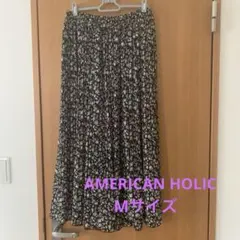 AMERICAN HOLIC ブラック　花柄　プリーツスカート　Mサイズ