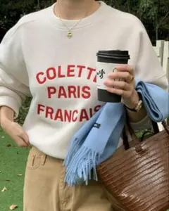 新品　deux amour カレッジロゴプリントトレーナー