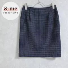 美品　indexインデックス　膝丈タイトスカート　総柄　チェック　ラメ　ブラックのサムネイル