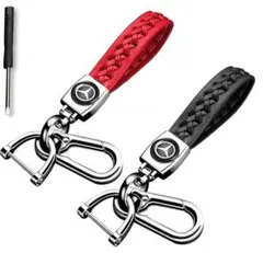 メルセデス・ベンツ キーホルダー 赤黒2点 pu革 レザー