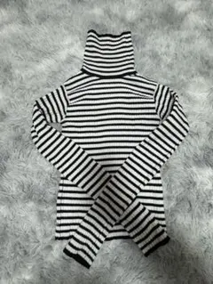 ストライプ タートルネックセーター