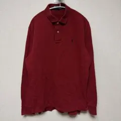 PolobyRalphLaurenラルフローレン　ポロシャツ長袖　赤紫　メンズMのサムネイル