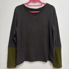 ❣️ハートマーケット❣️グレーとオリーブの長袖Tシャツ☆サイズL