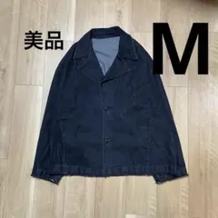 【美品】ブラック　デニムジャケット　テーラード　フリンジ