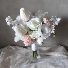 (ブートニアセット)ウェディングブーケ　アーティフィシャルフラワー