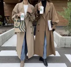 BLATE 上質バックデザイン　スタンドカラーロング　トレンチコート