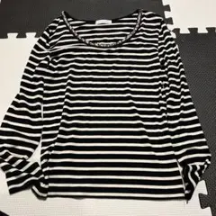 LOWRYS FARM 黒白ストライプ 長袖Tシャツ