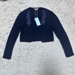 TOCCA トッカ 花モチーフ カーディガン XS ネイビー　フラワーモチーフ