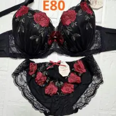 【新品未使用】格安！ブラショーツセット E80 16579 黒 エレガント