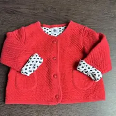 プチバトー 女の子 size90 カーディガン コート 赤 水玉